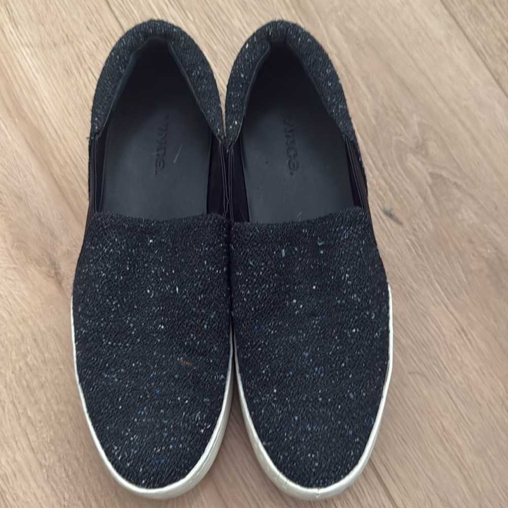 Vince heathered navy tweed blair slip-on platform shoes